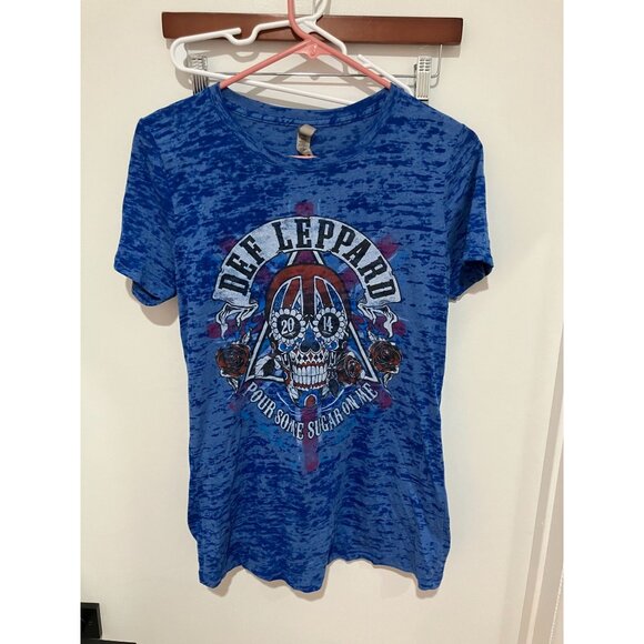 Def Leppard Women's Pour Some Sugar on Me 2014 T-Shirt, Blue, Size XL - Picture 1 of 3